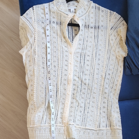 Banana Republic Y2k Fall 2005 Ivory Lace Blouse Granny Chic Coquette - Picture 6 of 9